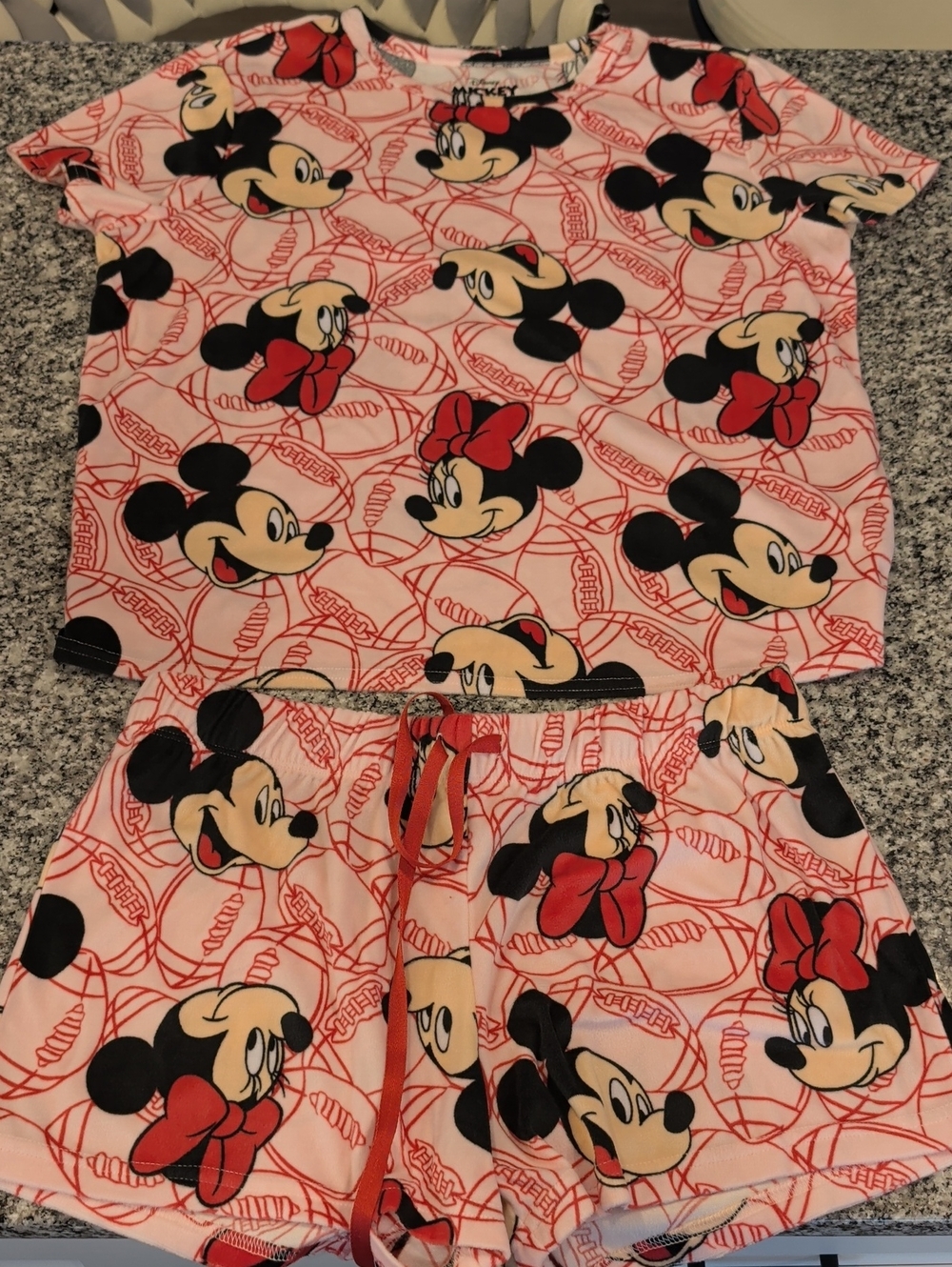 Disney Pink Minnie Mouse Short Sleep Set with Red Accents
